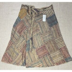 Windhorse Kantha Patchwork Wrap Skirt Womens Medium Large Boho Hippie Granola
